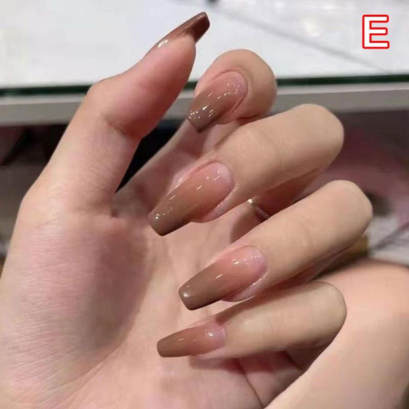 Product Introduction of 24Pcs Fake Nails Set Light Luxury Flashing False Nails French Wearable Nails Removable False Nails 34