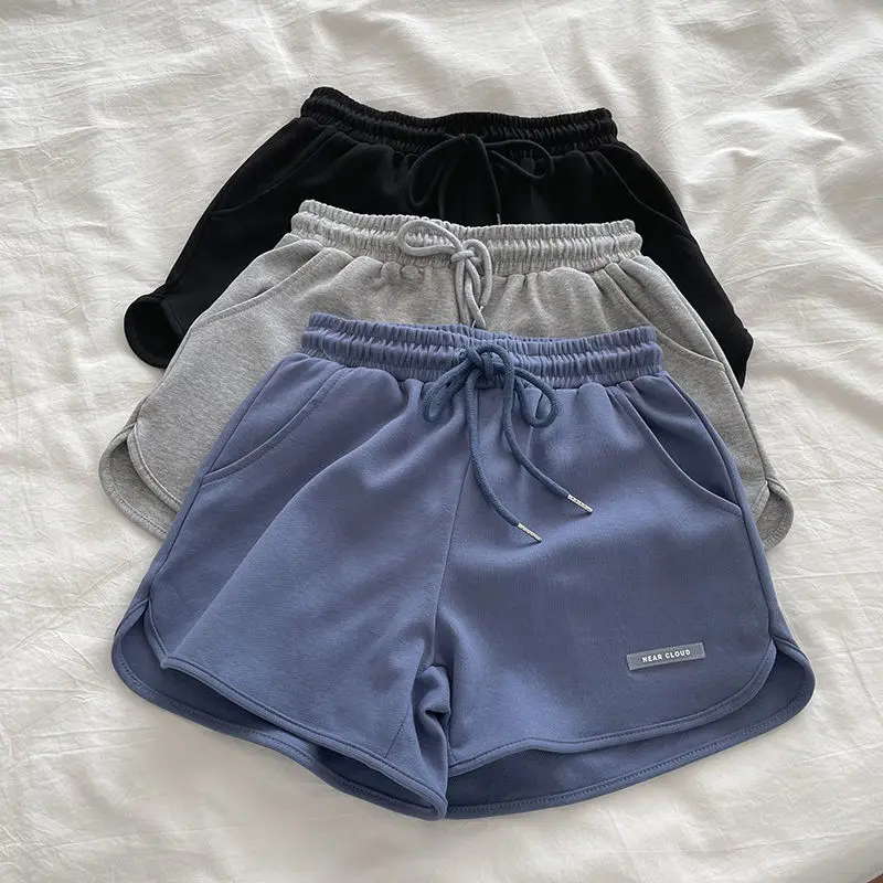 [5594 Positive Reviews] American Style Label Sports Shorts for Women Spring Summer High Waist Slimming A-Line Wide Leg Three-Quarter Pants Home Sleep Shorts Hot Pants Trendy Ins