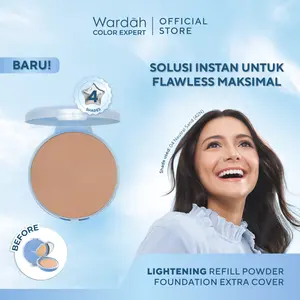 WARDAH Refill Lightening Powder Foundation Extra Cover 10 g - Two Way Cake - TWC Extra Cover - Bedak Padat Medium to High Coverage dengan SPF 22 PA dan Serum Niacinamide Untuk Hasil Makeup Flawless dan Cerah - Makeup - Cocok Dipakai dengan Cushion