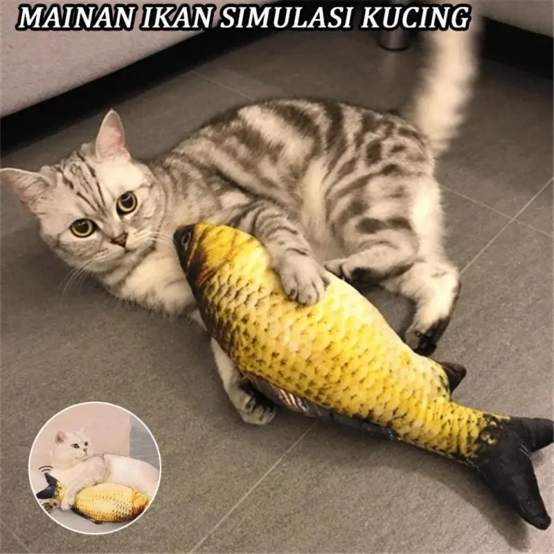 Mainan Kucing/Ikan Mewah/Boneka Ikan Catnip Bergerak Simulasi/Mainan Kucing USB Elektrik 2