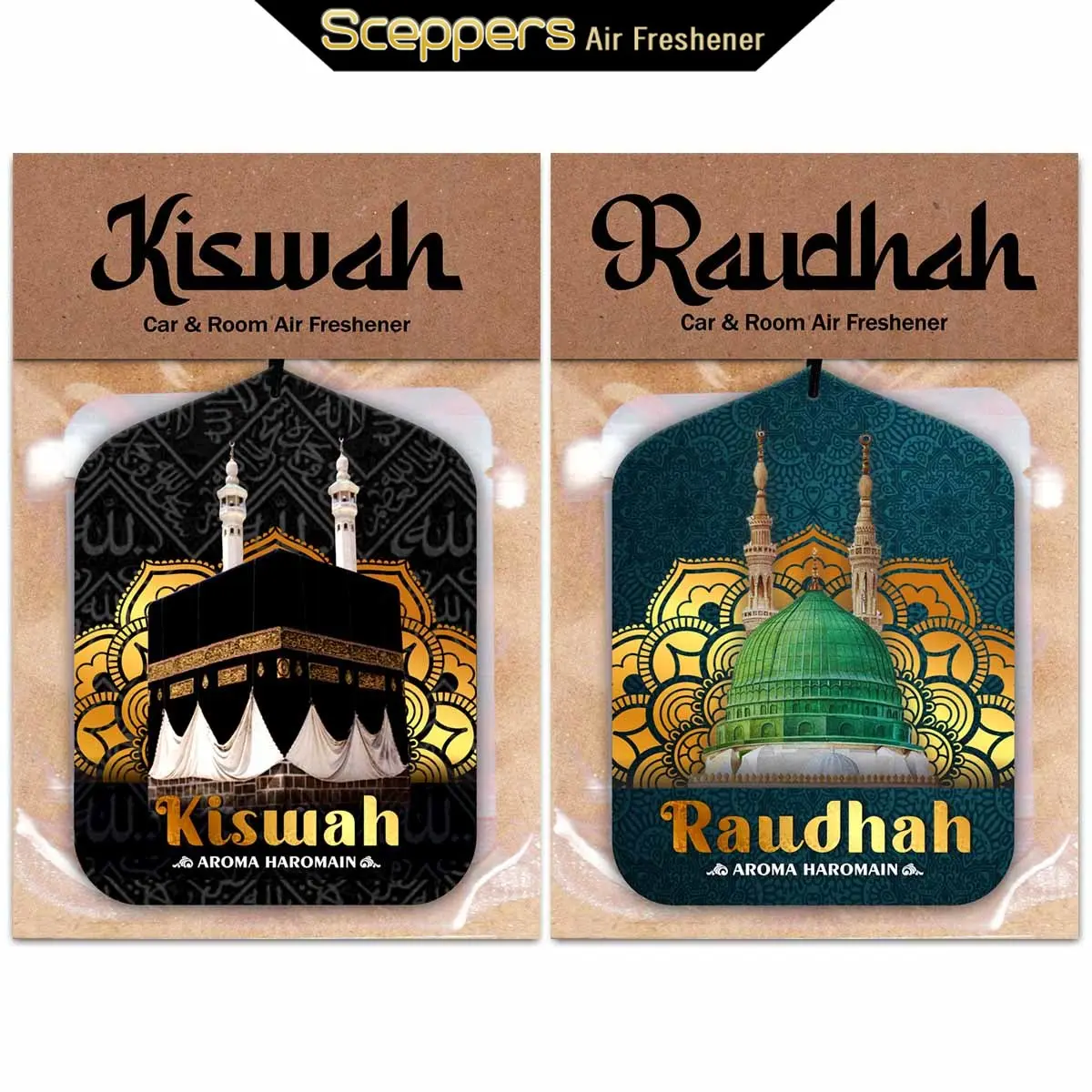 Parfum Mobil Pengharum Ruangan Kertas Gantung Car Airfreshener Sceppers - Kiswah / Raudhah ( Aroma Haromain )