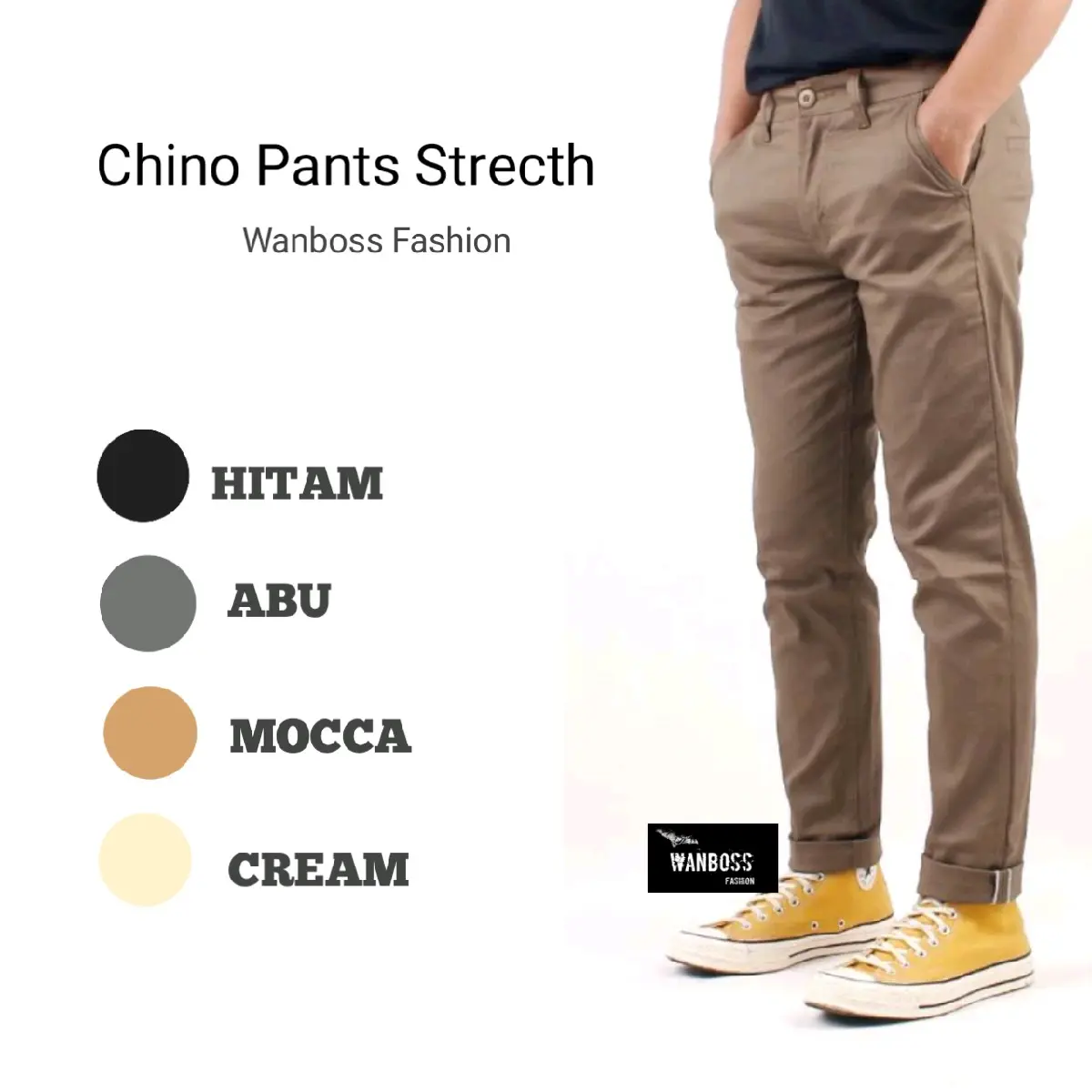 CELANA PRIA CHINO Slim fit Panjang Stretch Katun
