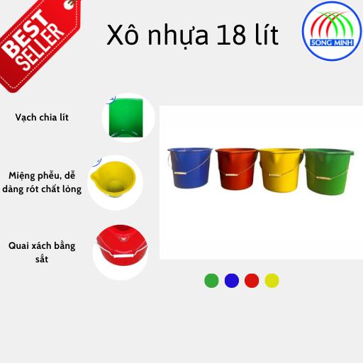 Combo 04 Xô nhựa 18L có miệng phễu vạch chia lít pha thuốc máy bay Song Minh