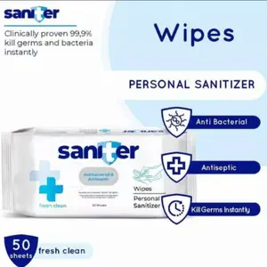 SANITER antiseptic&antibacterial wipes 50 sheet/Tissue basah saniter 50s