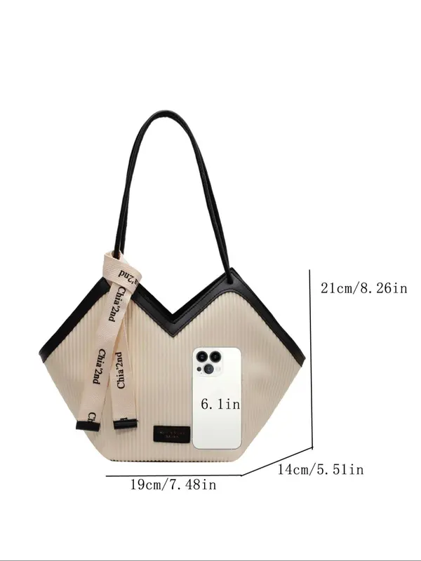 Women's Fashionable Patched Design Tote Bag, Casual Large Capacity Shoulder Bag for Daily Used, Trendy Versatile High-quality Daily Commuting Bag 1