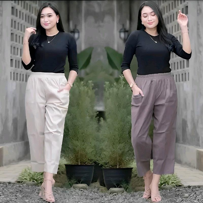 Uniqco Pants - Haruka Pants Celana 7/9 Highwaist Bahan Cotton Twill Combed Premium korean  Nyaman 0