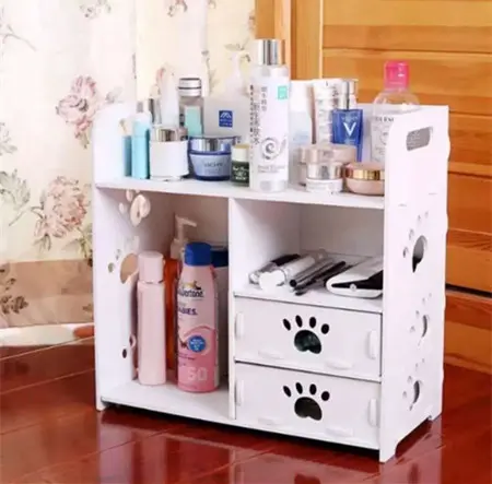 Cosmetic DIY Wooden Storage Box Desktop Organizer Plastic Set