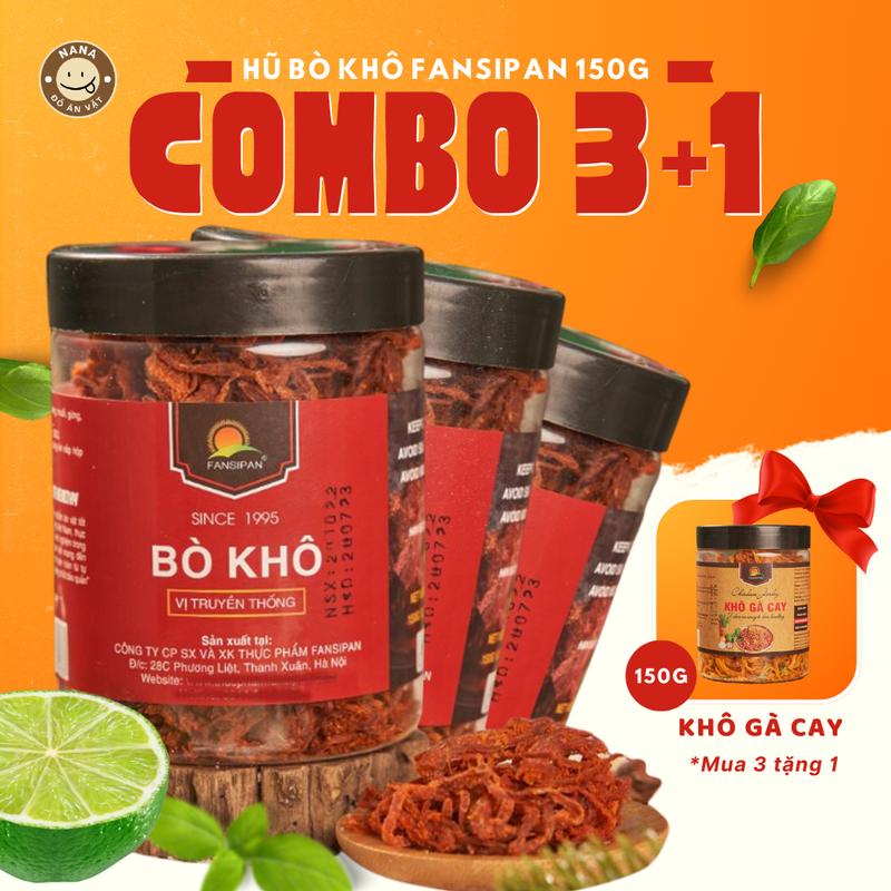 MUA 3 TẶNG 1 X3 Hũ Khô Bò Sợi Fansipan Tặng 1 Hũ Khô Gà Hộp 150g Thơm Ngon Cay Cay Đậm Vị Thành Phần Thịt Heo Thịt Bò Đảm Bảo Vệ Sinh An Toàn Thực Phẩm Snack Ăn Vặt