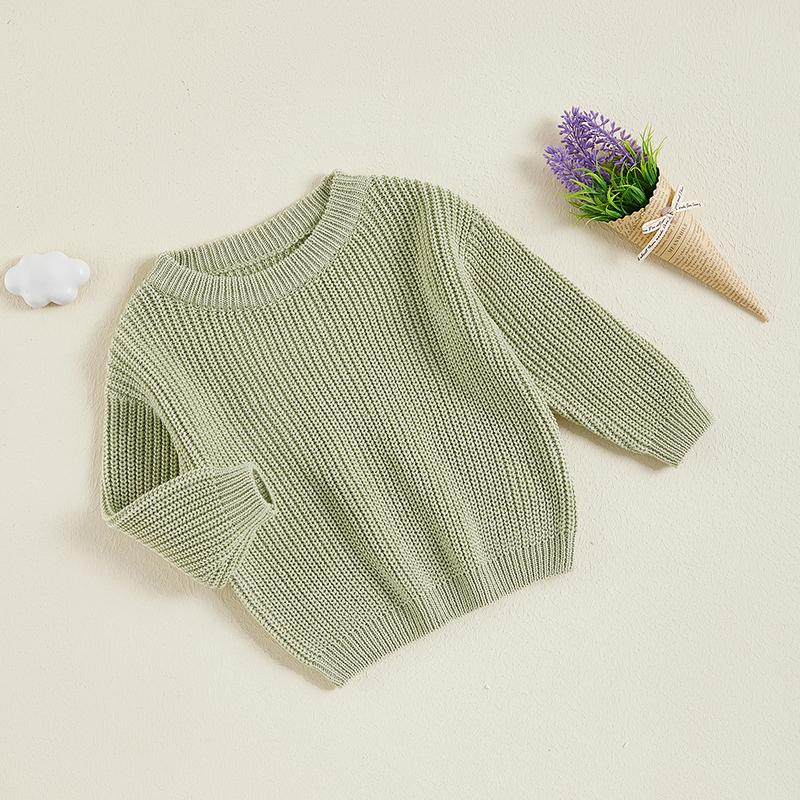 Product Introduction of Little Boy Girl Knit Sweater Causal Solid Color Crew Neck Long Sleeve Pullover Tops for Fall Winter 41