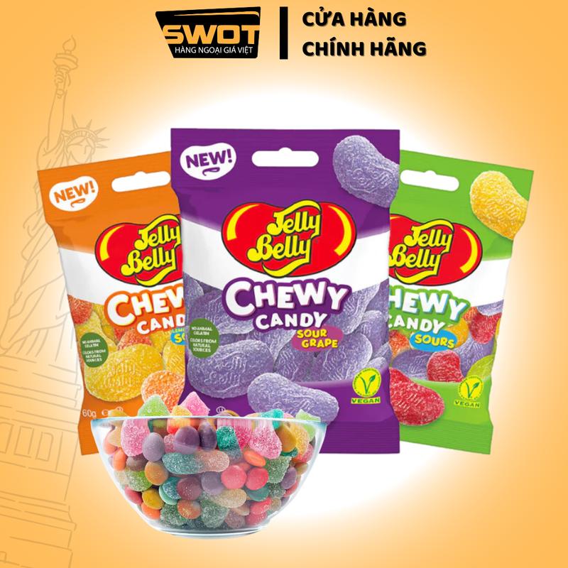 Kẹo dẻo mềm Chewy Jelly Belly túi 60g của Mỹ kẹo trái cây mềm dẻo vừa phải Candy chua ngọt đậm vị thơm rõ từng vị trái cây Ăn Vặt Snack Food - SWOT