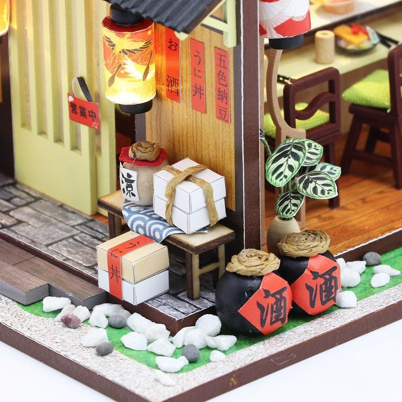 Sakura Sushi Bar Design Assembled Doll House, DIY Building Block Wooden Toy For Kids, Stocking Fillers Gift 5