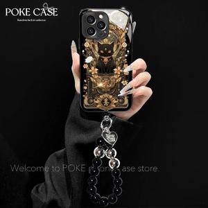 Sarung Telefon Selebriti Internet, Reka Bentuk Kucing Fortune, Bahan Kaca Saduran Elektronik, Serasi dengan Apple, Samsung, Xiaomi, OPPO dan Vivo