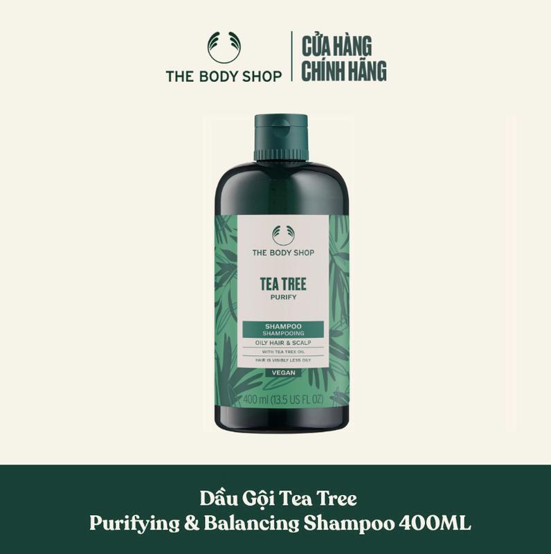 MẪU MỚI Dầu gội cho da đầu dầu Tea Tree Purifying & Balancing Shampoo 400ml - Dưỡng Tóc The Body Shop