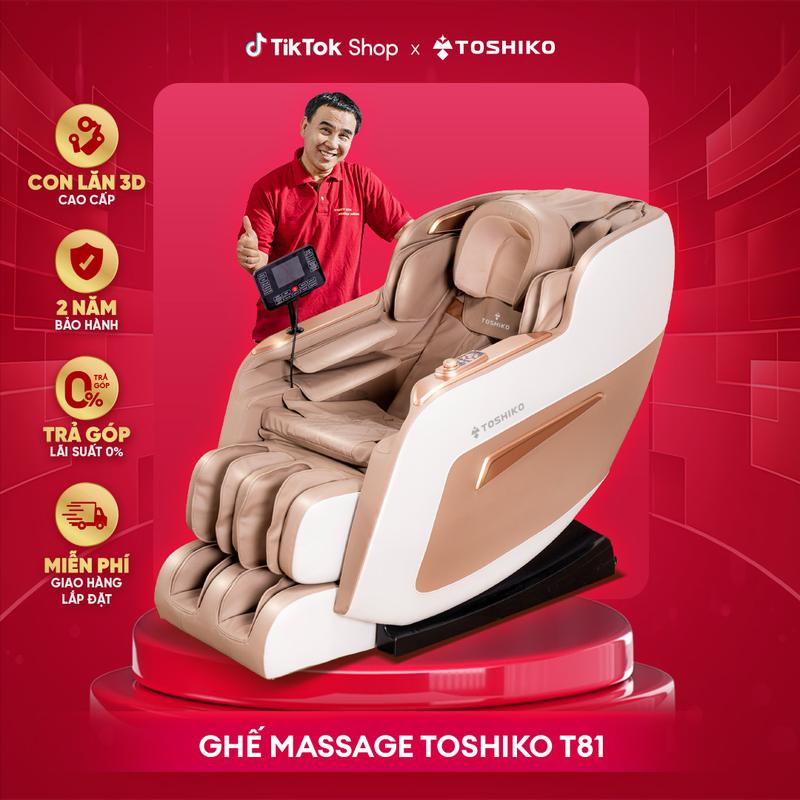 Ghế massage Toshiko T81 điều khiển giọng nói tiếng Việt đa chức năng, công nghệ massage con lăn 3D Nhật Bản