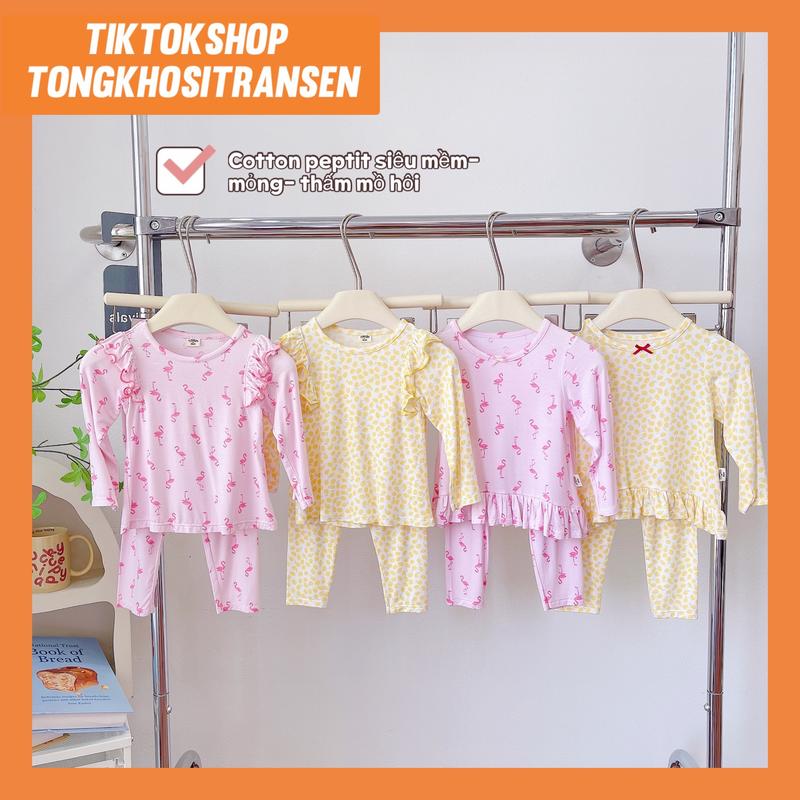 BỘ DÀI TAY COTTON PEPTIT 2 MÀU BÉ GÁI -B30