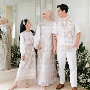 Rinjani Couple Mewah Elegant White series Pasangan Muslim Remaja Dress Gamis Trendy Dress Couple terbaru 2026 Dress Lebaran Casual