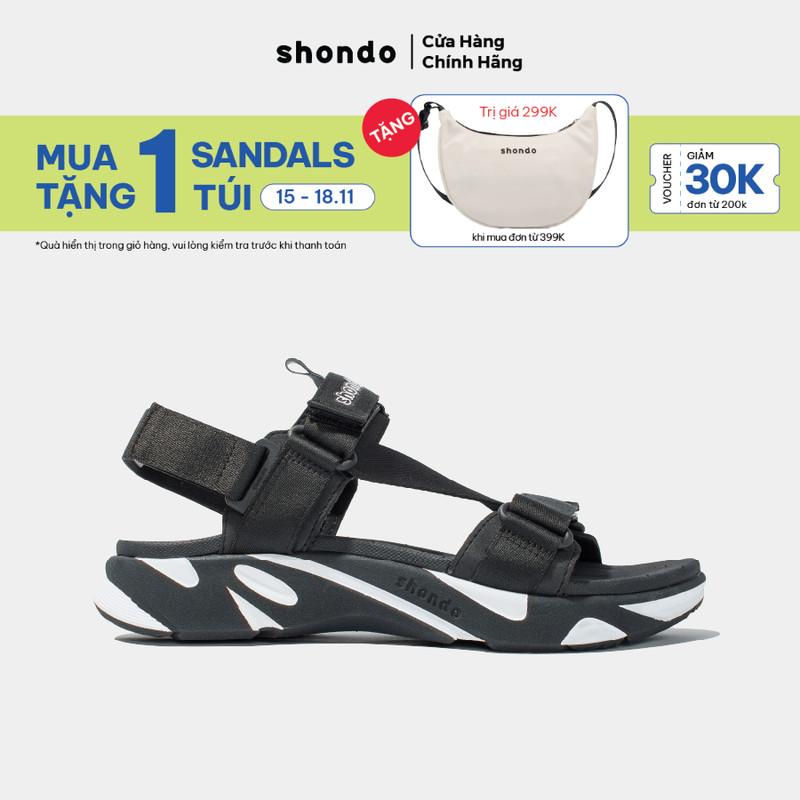 [Nên tăng 1 size] Giày Sandals Nam Nữ SHONDO F8 Thời Trang, Êm, Nhẹ, Đi Học Đi Chơi Màu Đen Trắng F8M1011