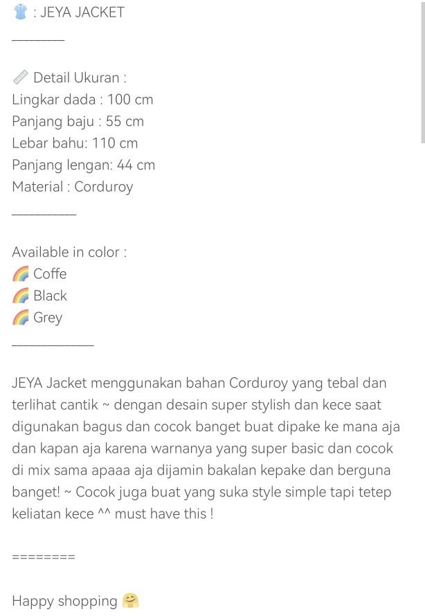 Product Introduction of M FESYEN | JEYA JAKET WANITA KEKINIAN KOREAN STYLE | KEMEJA WANITA CROP TOP LENGAN PANJANG | OUTFIT WANITA KEKINIAN | OOTD KOREAN STYLE | OUTER WANITA | JAKET CORDUROY | JAKET OVERSIZE 0