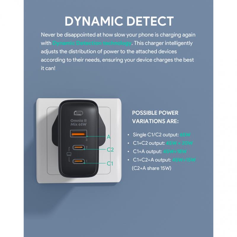 PA-B6T Omnia II 3-Port 65W PD Super Fast Charging PPS GaN Laptop Wall Charger 2
