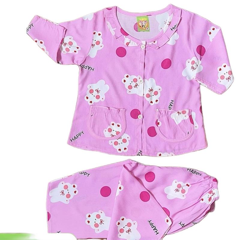 3 Bộ áo quần dài tay vải tôn bé gái kiểu dáng có nút đáng yêu dễ mặc - Bé Cưng Shop - Sandal