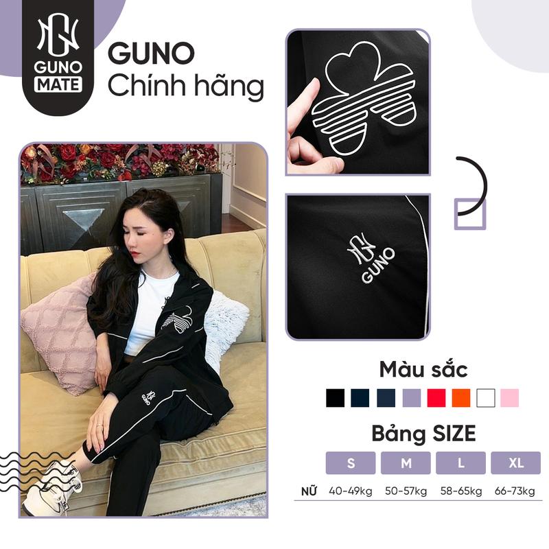 24DBNU38-Bộ quần áo gió NỮ né tay sọc chéo GUNO lót lưới toàn thân SP5