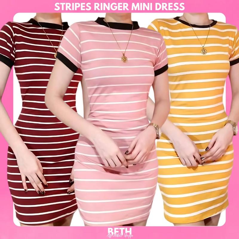 Stripes Ringer Mini Dress (MAIGSI, PANGPAYAT) for Small, Petite ...