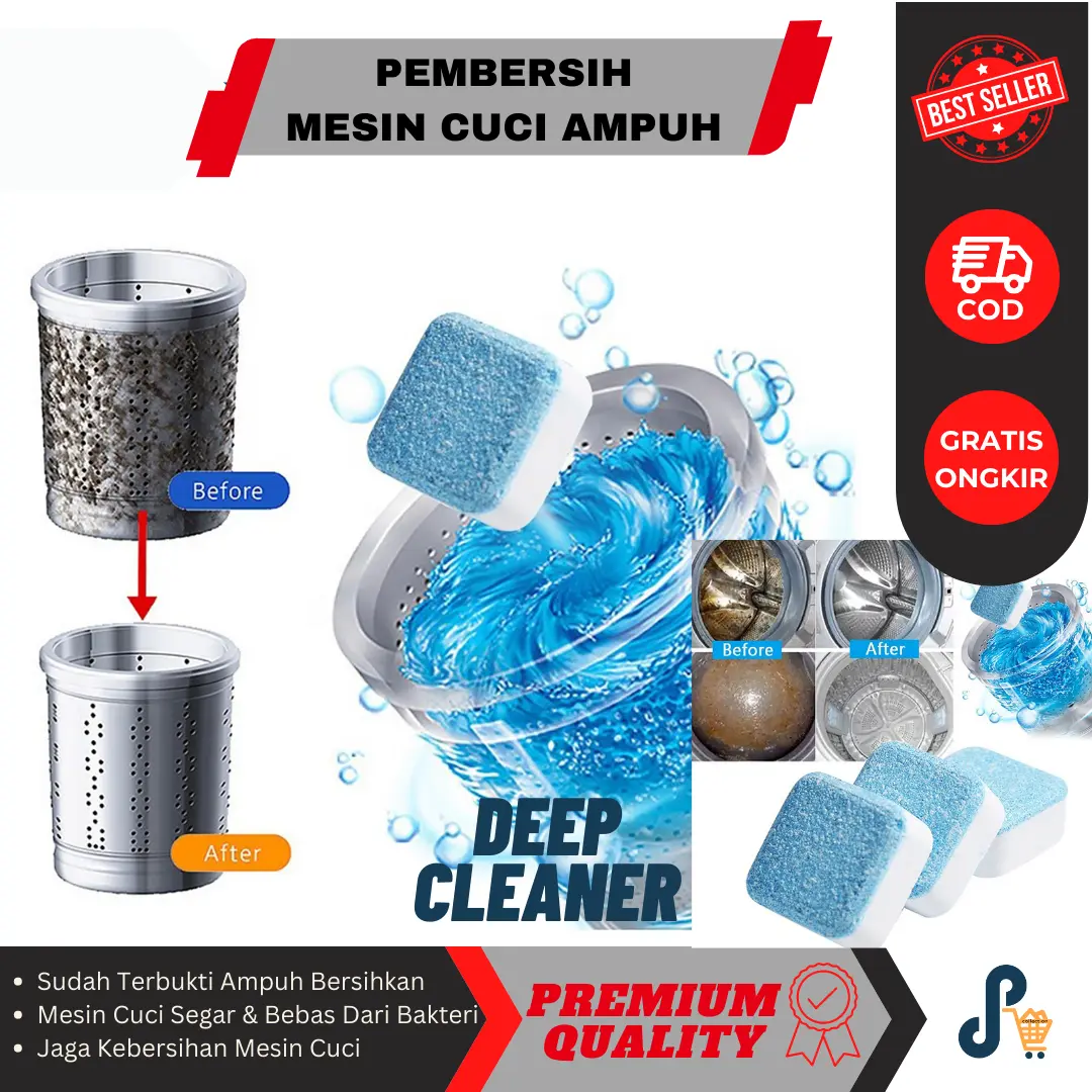 Pembersih Mesin Cuci Laundry Secara Otomatis Dengan Bentuk Tablet Detergen Deep Cleaner Washing Membersihkan Tabung Machine Dari Kotoran Membandel Ampuh Aman Hilangkan Kerak Jamur dan Anti Bakter