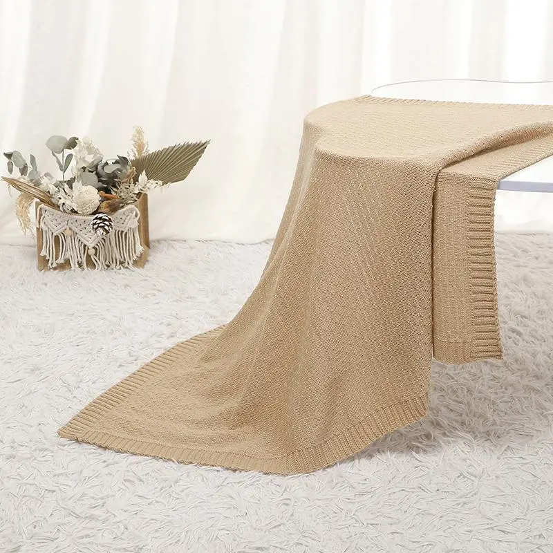 Solid Color Knitted Baby Blanket, Soft Comfortable Breathable Napping Throw Blanket, Skin Friendly Bedding Supplies for Home Bedroom Dormitory 6