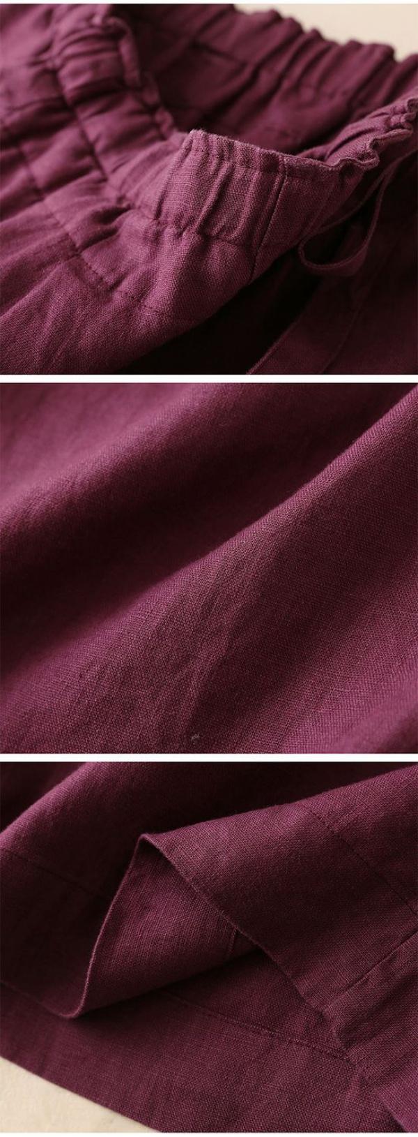 Product Introduction of Cotton and linen wide-leg 9/10 Pants with a loose fit for women, High-waisted, Thin and Straight-leg Casual pants, Available in multiple Colors Womenswear Bottom Lingerie Comfort Trouser Basic Minimalist 12