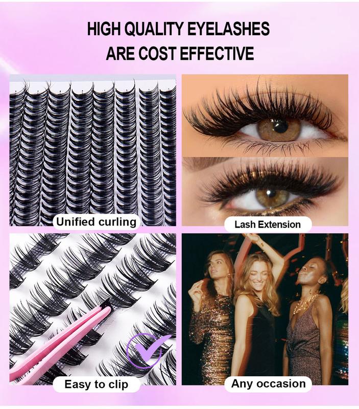 Product Introduction of European and American Thick Large Displacement 280 Clusters D Curved DIY Eyelash Segmented Single Cluster Grafting False Eyelashes 4