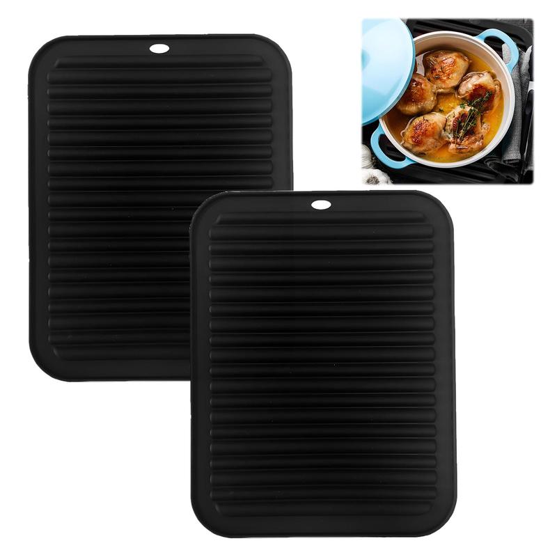 Product Introduction of Silicone Heat Resistant Mat, 2 Counts Non-slip Flexible Durable Kitchen Mat, Kitchen Accessories for Home and Outdoor Use, Coasters 0
