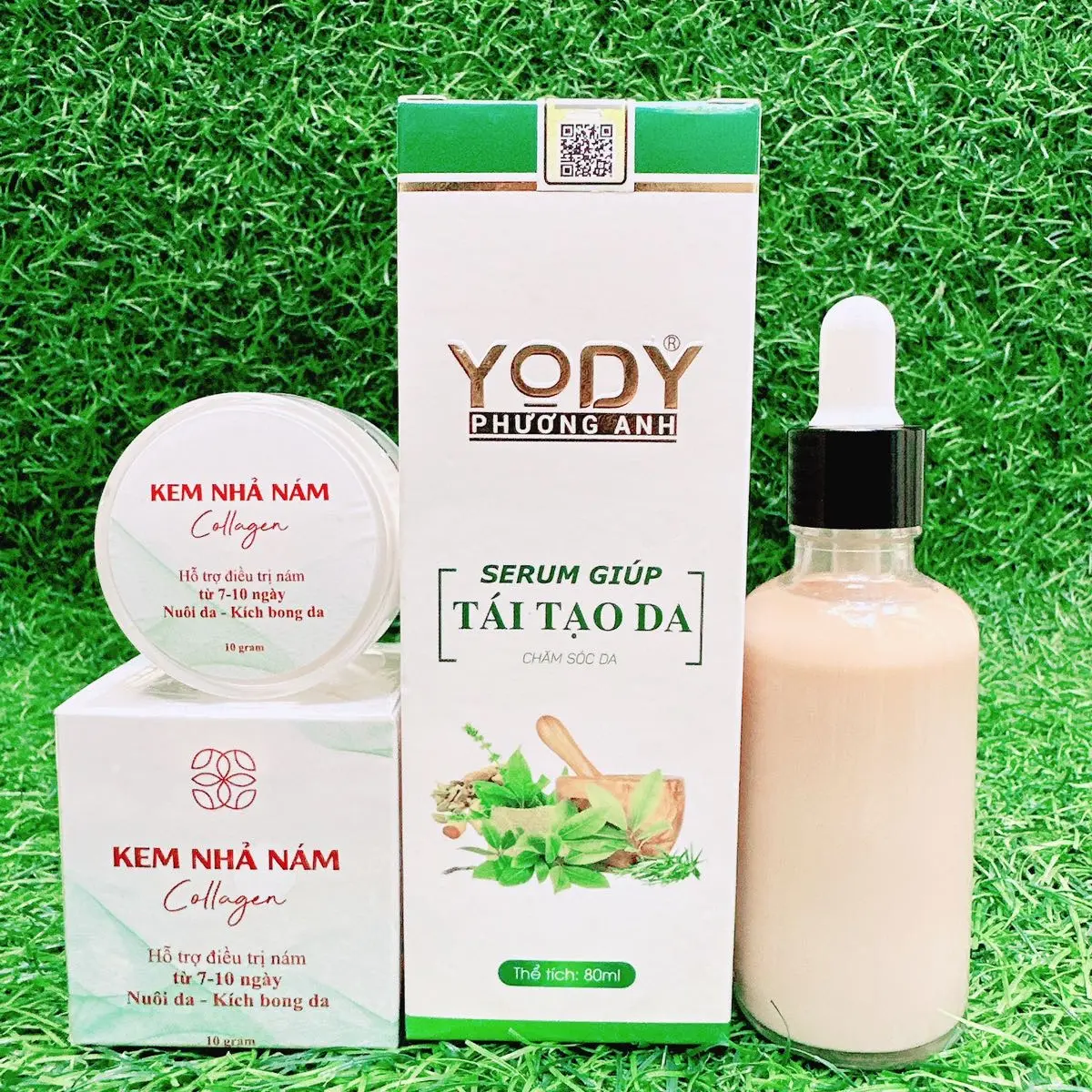 Combo Kem Nhã Nám + Mix Tái Tạo Da YoDy White Phương Anh hỗ trợ bong giúp làm đẹp da