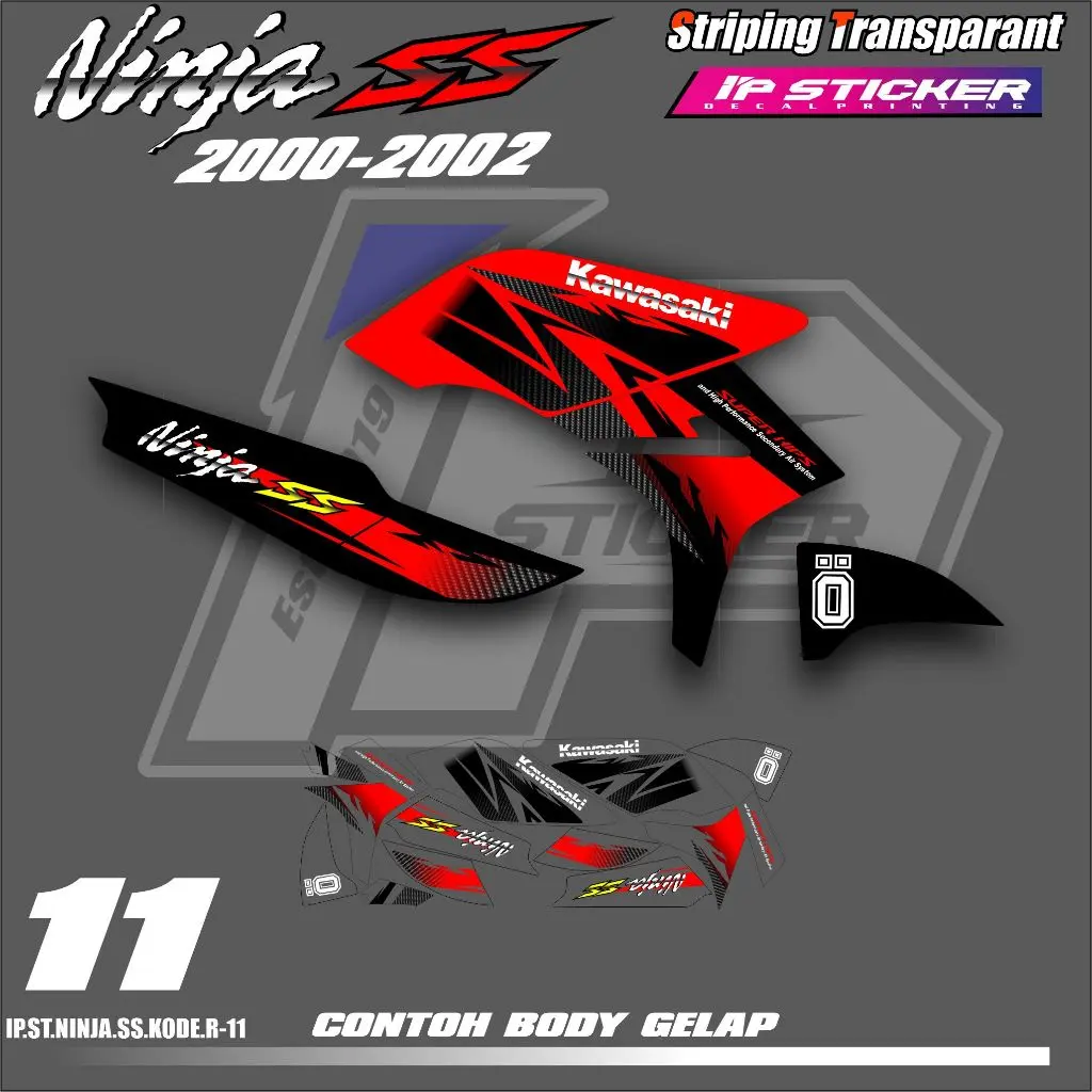 NINJA SS (COD) STIKER STRIPING MOTOR KAWASAKI NINJA SS - LIST SIMPLE DESAIN RACING IP.STRIPING HOLOGRAM DAN TRANSPARAN IP.KODE-11 Motorcycle
