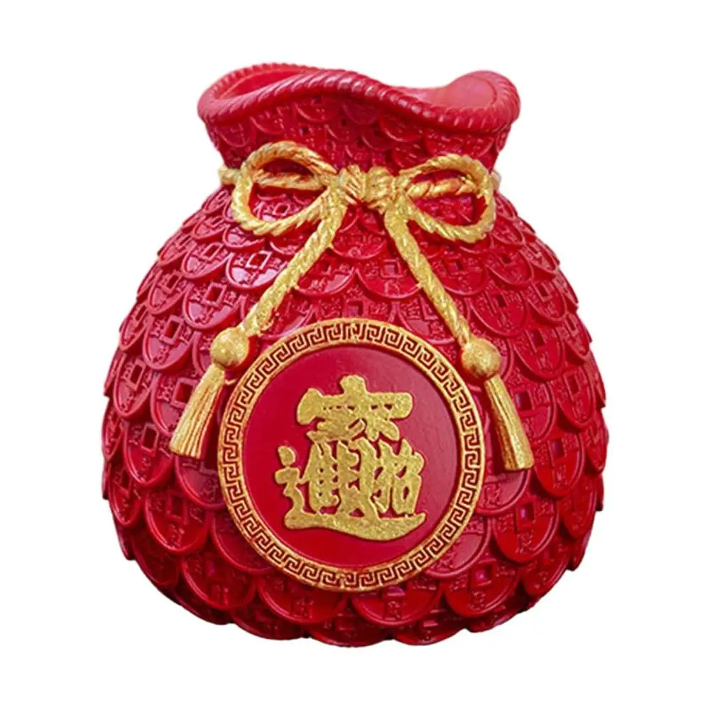Money Bag Figurine Craft Flower Arrangement Fortune Bag Art Saving Pot Table Resin Vase for Bedroom Hotel Bookcase Cabinet Cafe