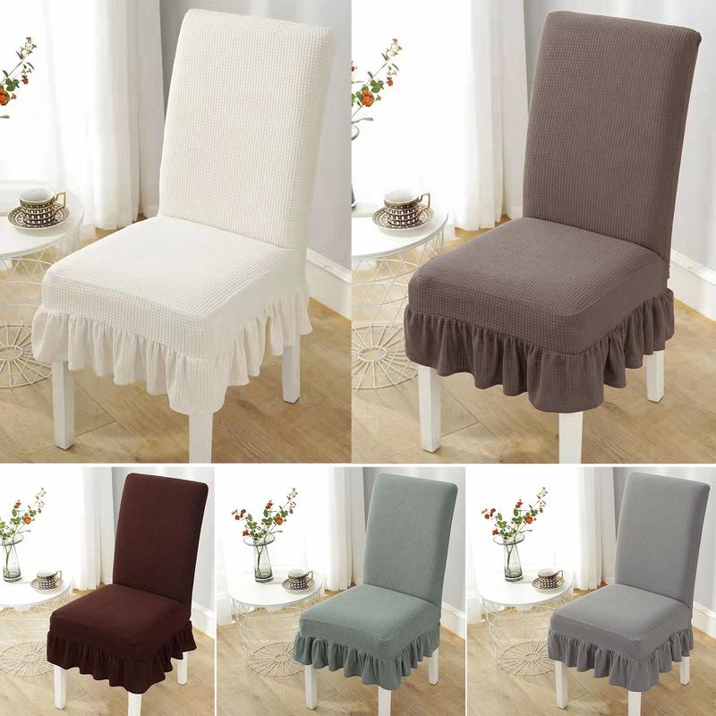 Skirt Chair Cover Dining Stretchable Universal Knitted Thick Elastic Antifouling Seat Cushion 0