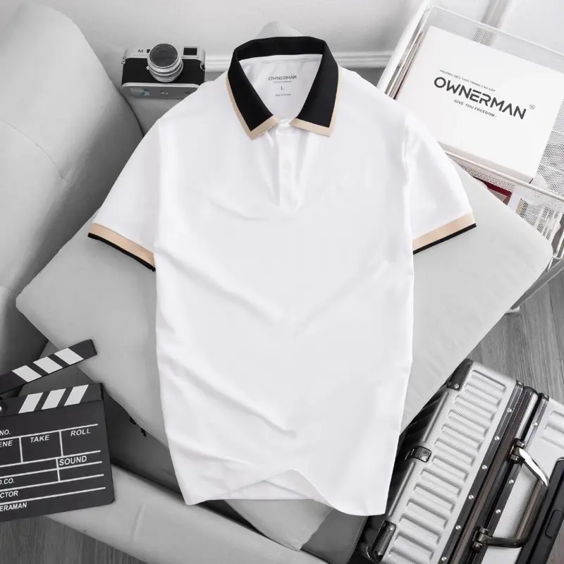 Áo polo nam OWNERMAN M6 basic cộc tay form slim vải cotton CVC cao cấp