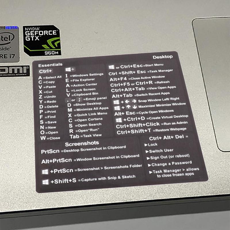Pc Reference Button Windows PC Reference Keyboard Shortcut Sticker Adhesive for PC Laptop ...