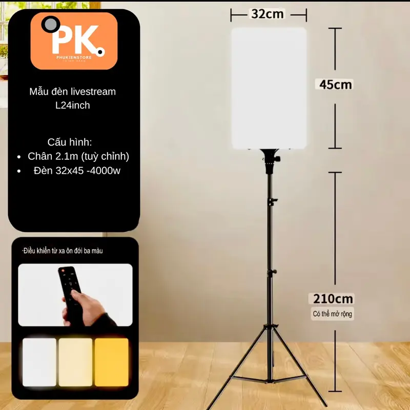 [PK STORE] Đèn LED chữ nhật RL thế hệ mới ánh sáng đẹp hỗ trợ  chụp ảnh livestream, quay video chuyên nghiệp thế hệ mới + có hỗ trợ giá điện thoại tuỳ chỉnh (2 trong 1) Tiện lợi  , chân xịn 2