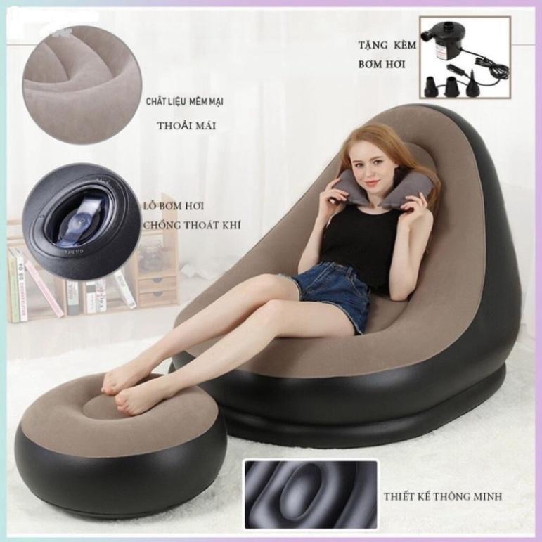 Ghế Đệm Hơi Tựa Lưng, Sofa Hơi, Ghế Đệm Hơi cao cấp, Kèm Bơm điện 2 chiều, Chịu Trọng Tải Đến 200kg