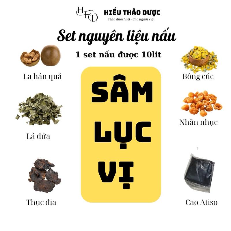 Combo 3 set nguyên liệu nấu SÂM LỤC VỊ - nấu được 30 lít - Hiếu thảo dược 0