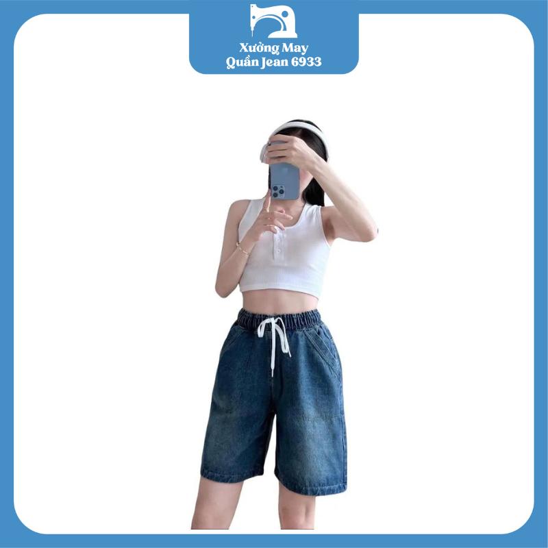 Quần Short Jean Ngố Nữ Lưng Chun Co Giãn Quần Đùi Jean Ngố Nữ Lưng Cao Ống Rộng Lưng Thun có bigsize 40-70kg Women Ong Baggy quần short quần nhung Pants