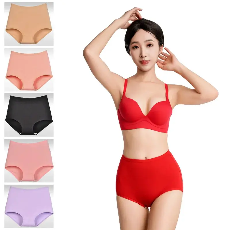 Womens High Waist Underwear Cotton Underpants Soft Breathable Briefs Woman Tummy Control Seamless Invisible Solid Ladies Panties 0