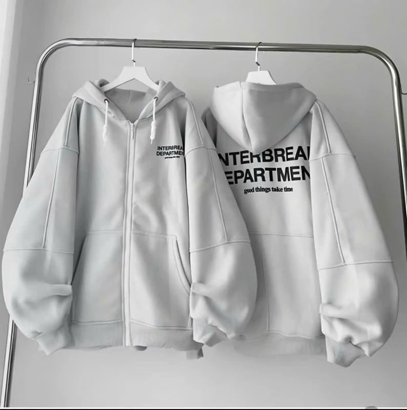 Áo Hoodie Nỉ Zip In Chữ Dây Kéo Nón 2 Lớp Tay Phồng Nách Rộng Unissex Nam Nữ Menwwear , áo hoodie 0