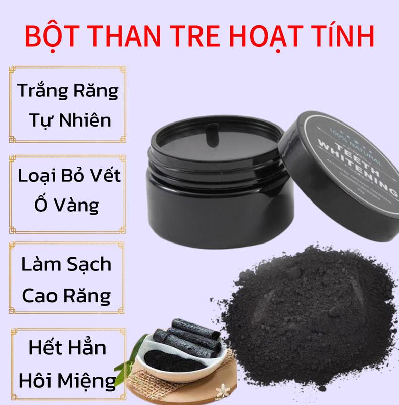 Lọ Bột Than Tre Hoạt Tính  Teeth Whitening Hộp To Nâng Cấp (đc freeship) Loại Bỏ Mảng Bám, Cao  , Làm Thơm Miệng, Hết Mùi Hôi Miệng Nữ trắng răng