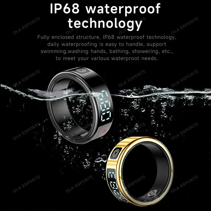 New Display Screen Smart Ring For Ring Gesture Swipe Video/Brush Health Monitor 5ATM Waterproof Smartring 2