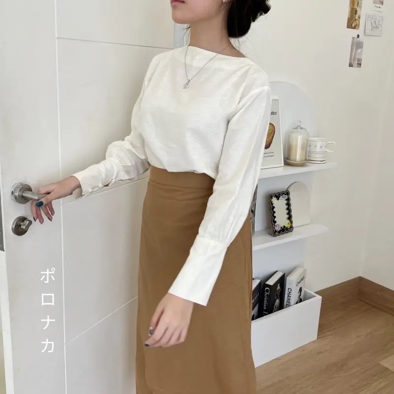 PORONAKA - MOLI Blouse Atasan Polos Kantor Lengan Panjang Linen