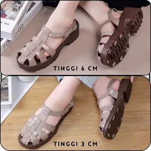 MSH 062 - 7 Sendal Import Wanita Dewasa Pakai Tali Belakang SendalKaret Rangke Sandal Kasual