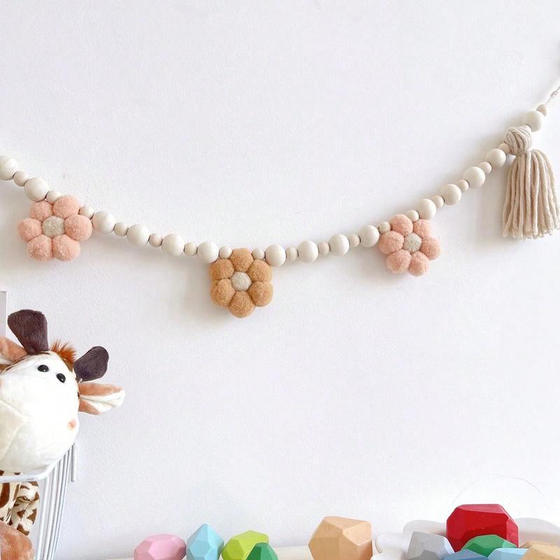 Flower & Tassel Decor Hanging Banner, 1 Count Cute Hanging Decor for Kids Room, Wall Decor for Home Living Room Bedroom, Home Decor 3