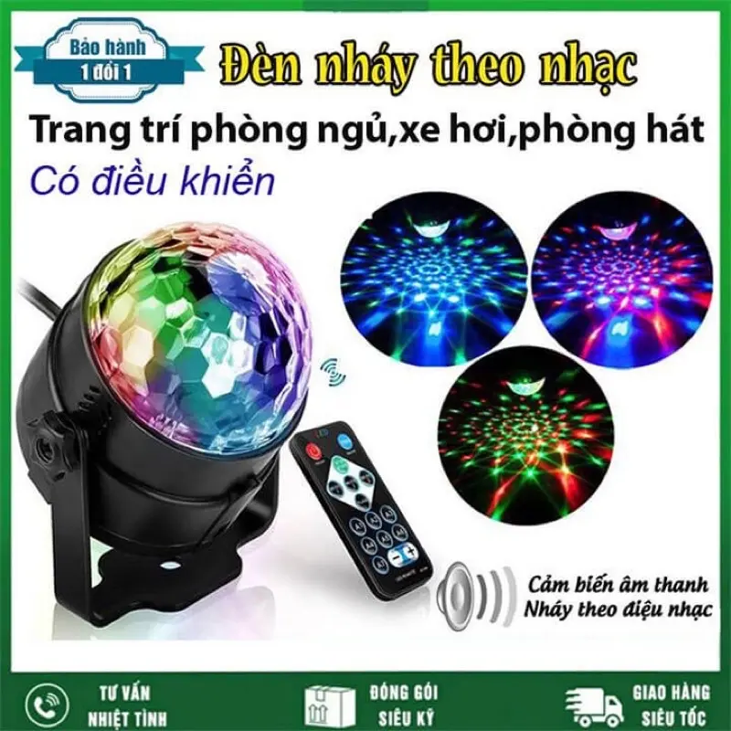 Đèn Led  Cầu Xoay Theo Nhạc Cực Đẹp, Đèn Led 7 Màu Cầu Xoay .