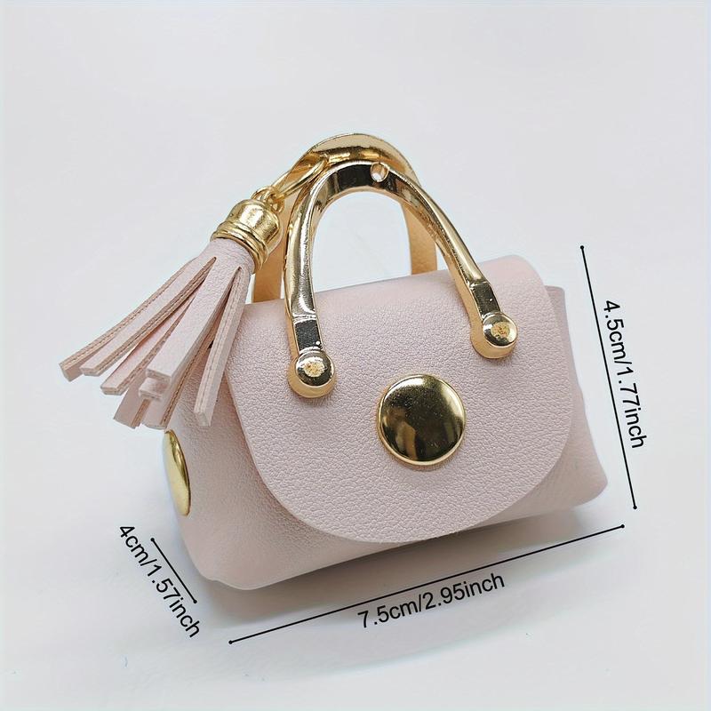 Fashionable Mini PU Leather Keychain Wallet with Tassel, 1 Count Durable Keychain Ring, Suitable for Storing Coins, Keys and Earplugs, Very Suitable for Women's Fashion Accessories 6
